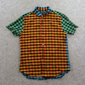 Marc By Marc Jacobs Shirt Mens Small Colorblock Checks Short Sleeve Button